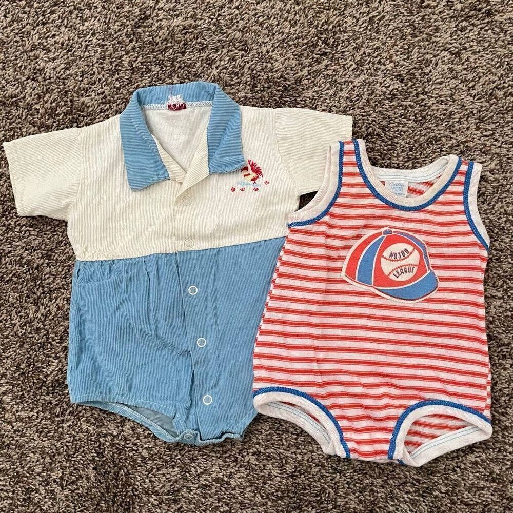 Vintage baby boy rompers 6-12 months